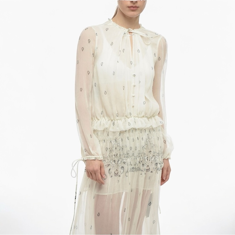 AMIRI Paisley Silk Maxi Dress, White Ivory, NWT, $2000K MSRP, IT 38 - Picture 2 of 11